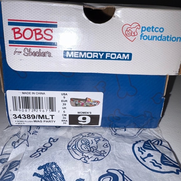 BOBS SKECHERS Women’s Plush Wag Canvas Party Flat Sz 9 Multi Dog Print - Picture 5 of 9